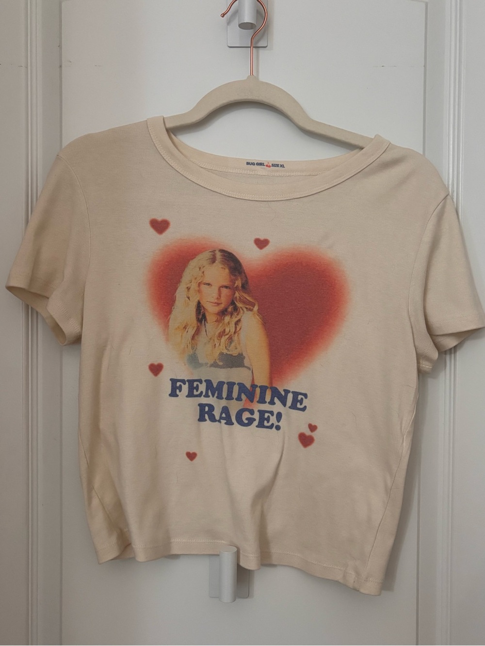 Bug Girl Taylor Swift baby tee Feminine Rage! Graphic Crop Tee - White - Picture 2 of 4